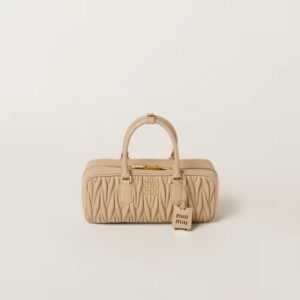 Arcadie Matelassé Large Soft Lamb Leather Handbag Sandy yellow