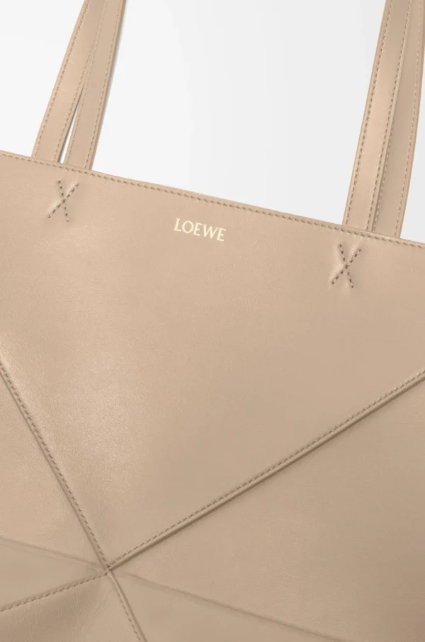 Medium Puzzle Fold tote in shiny calfskin