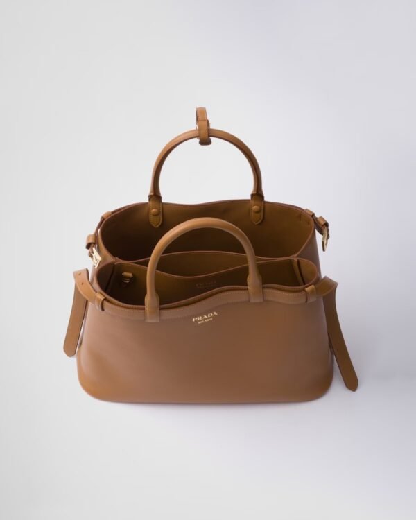 Prada Buckle Medium Leather Double-Belted Handbag