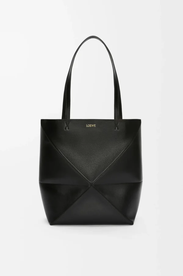 Medium Puzzle Fold tote in shiny calfskin