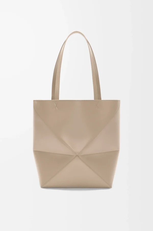 Medium Puzzle Fold tote in shiny calfskin