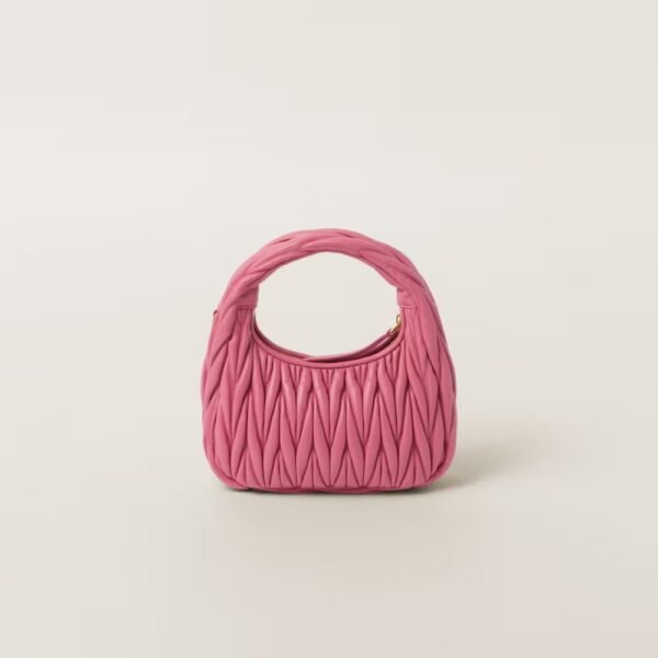 Wander Matelassé Soft Lamb Nappa Small Crescent Moon Bag Peach Blossom Pink