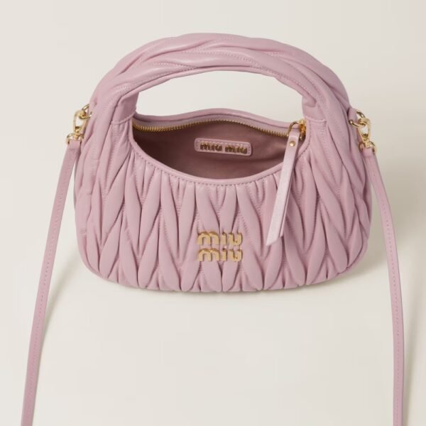 Wander Matelassé Soft Lamb Nappa Small Crescent Moon Bag Snow Pink