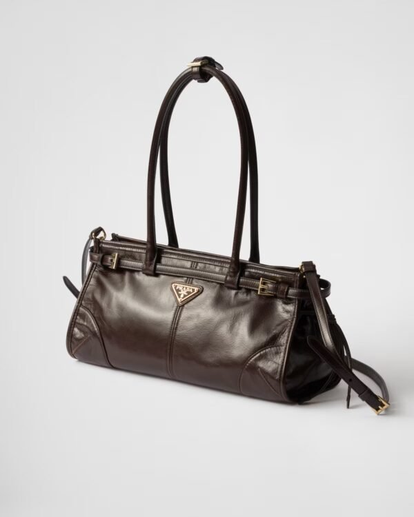 Prada Bonnie Medium Leather Handbag Dark brown