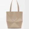 Medium Puzzle Fold tote in shiny calfskin