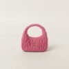 Wander Matelassé Soft Lamb Nappa Small Crescent Moon Bag Peach Blossom Pink