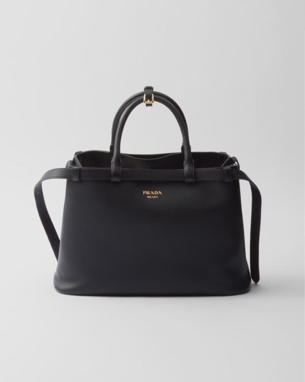 Prada Buckle Medium Leather Double-Belted Handbag