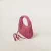 Wander Matelassé Soft Lamb Nappa Small Crescent Moon Bag Peach Blossom Pink