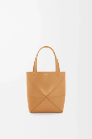 Mini Puzzle Fold tote in shiny calfskin