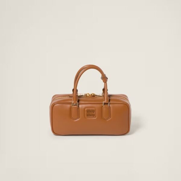 Arcadie Leather Large Handbag Cognac color