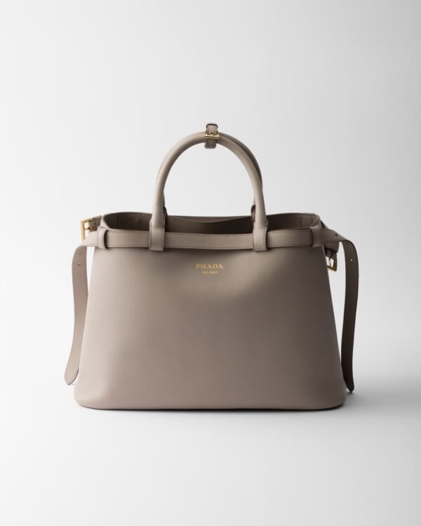 Prada Buckle Medium Leather Double-Belted Handbag