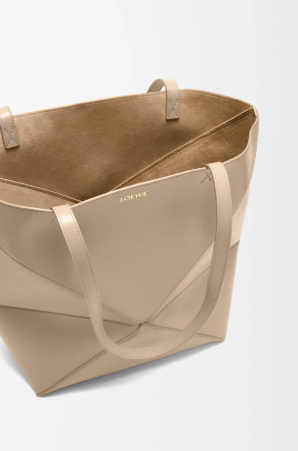 Medium Puzzle Fold tote in shiny calfskin