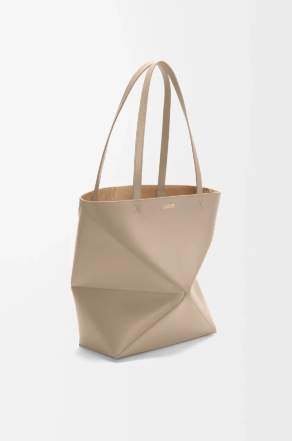 Medium Puzzle Fold tote in shiny calfskin