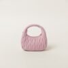 Wander Matelassé Soft Lamb Nappa Small Crescent Moon Bag Snow Pink