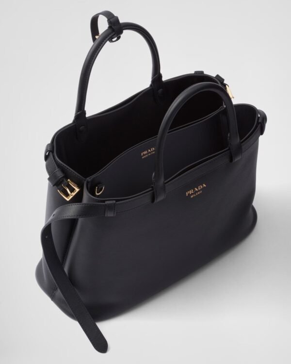 Prada Buckle Medium Leather Double-Belted Handbag