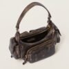 Soft Lamb Nappa Pocket Handbag Coffee Brown