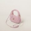 Wander Matelassé Soft Lamb Nappa Small Crescent Moon Bag Snow Pink