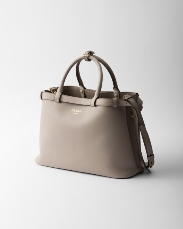 Prada Buckle Medium Leather Double-Belted Handbag
