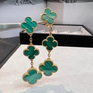 [Eternal Jewelry]CLOVER MALACHITE 3 MOTIFS GOLD