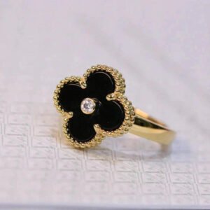 [Eternal Jewelry]CLOVER ONYX RING GOLD DIAMOND