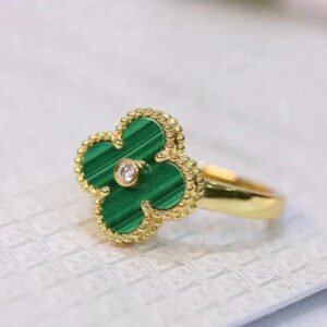 [Eternal Jewelry]CLOVER MALACHITE RING GOLD DIAMOND