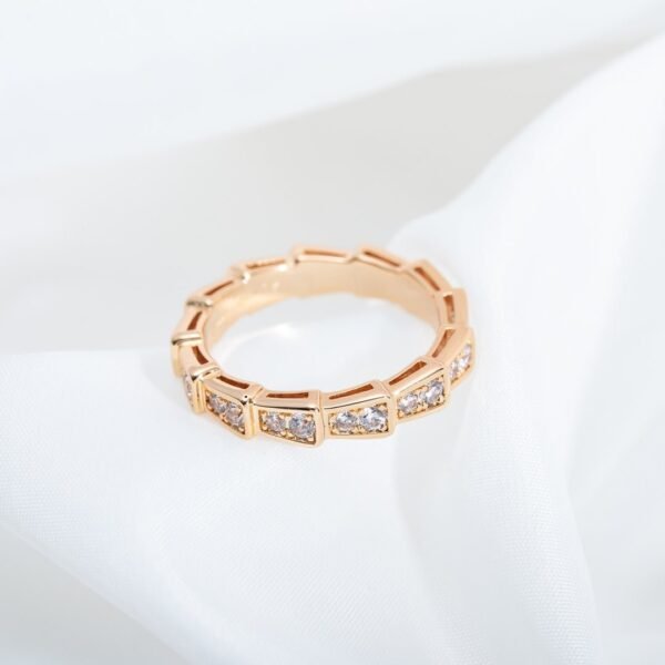 [Eternal Jewelry]SERPENTI RING PINK GOLD DIAMOND PAVED 3MM