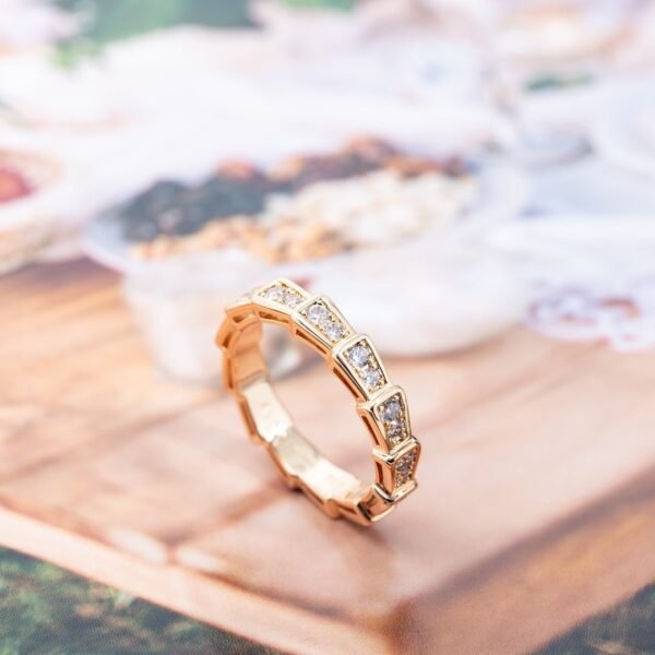 [Eternal Jewelry]SERPENTI RING PINK GOLD DIAMOND PAVED 3MM