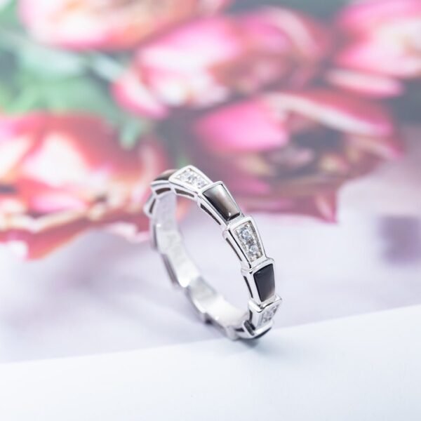 [Eternal Jewelry]SERPENTI RING SILVER  DIAMOND BLACK MOP 3MM