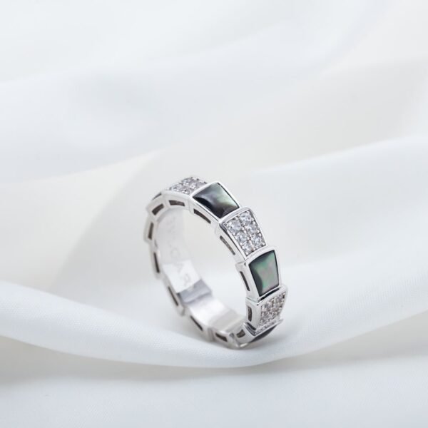 [Eternal Jewelry]SERPENTI RING SILVER DIAMOND BLACK MOP 4MM