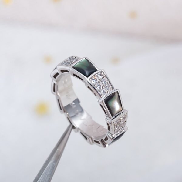 [Eternal Jewelry]SERPENTI RING SILVER DIAMOND BLACK MOP 4MM