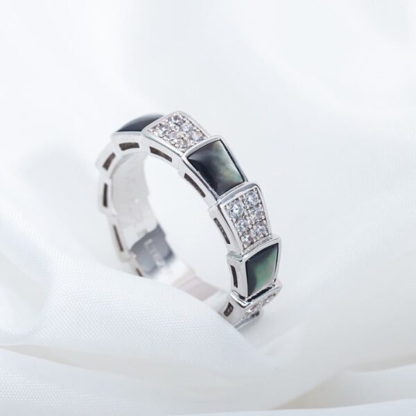 [Eternal Jewelry]SERPENTI RING SILVER DIAMOND BLACK MOP 4MM