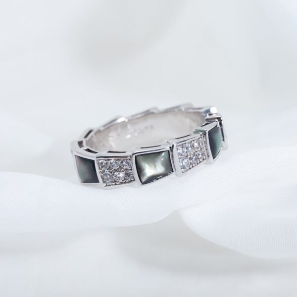 [Eternal Jewelry]SERPENTI RING SILVER DIAMOND BLACK MOP 4MM
