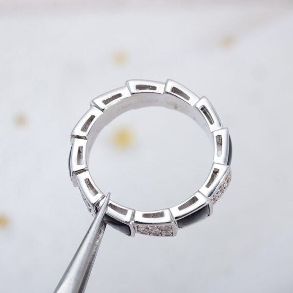 [Eternal Jewelry]SERPENTI RING SILVER DIAMOND BLACK MOP 4MM