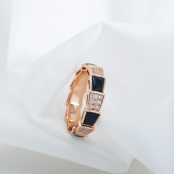 [Eternal Jewelry]SERPENTI RING PINK GOLD BLACK MOP DIAMOND PAVED 4MM