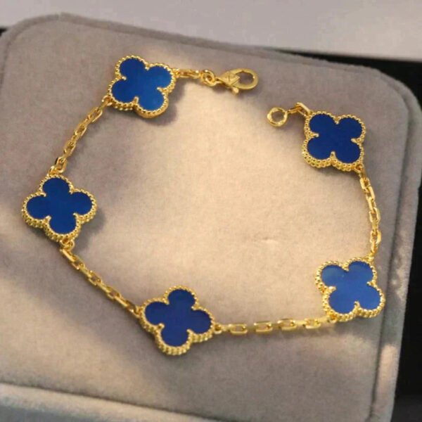 [Eternal Jewelry]CLOVER 5 MOTIFS BLUE AGATE BRACELET