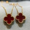 [Eternal Jewelry]CLOVER 15MM CARNELIAN SINGLE FLOWER NECKLACE