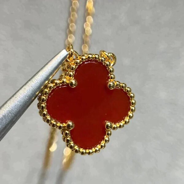 [Eternal Jewelry]CLOVER 15MM CARNELIAN SINGLE FLOWER NECKLACE