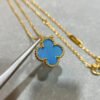 [Eternal Jewelry]CLOVER 15MM BLUE AGATE NECKLACE