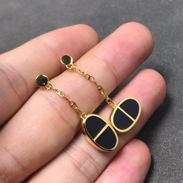 [Eternal Jewelry]CHAINE VERSO BLACK CERAMIC SILVER EARRINGS