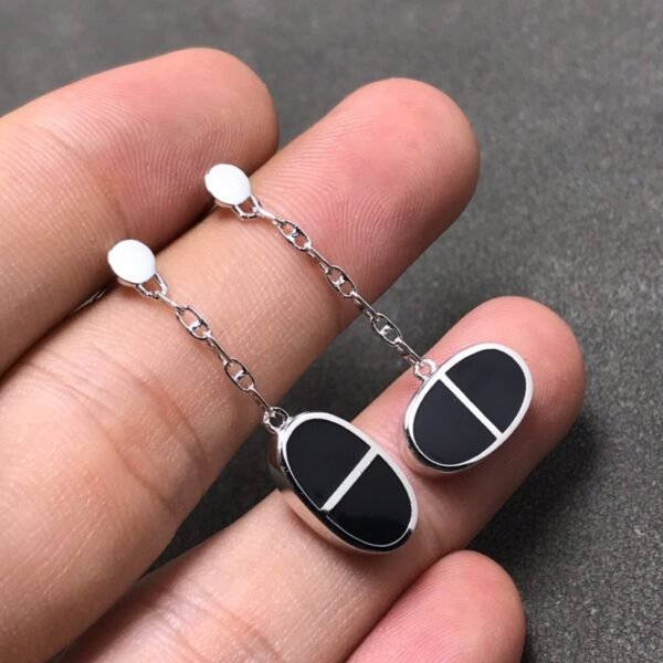 [Eternal Jewelry]CHAINE VERSO BLACK CERAMIC SILVER EARRINGS