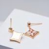 [Eternal Jewelry]DOUBLE STAR PINK GOLD MOP DROP EARRINGS
