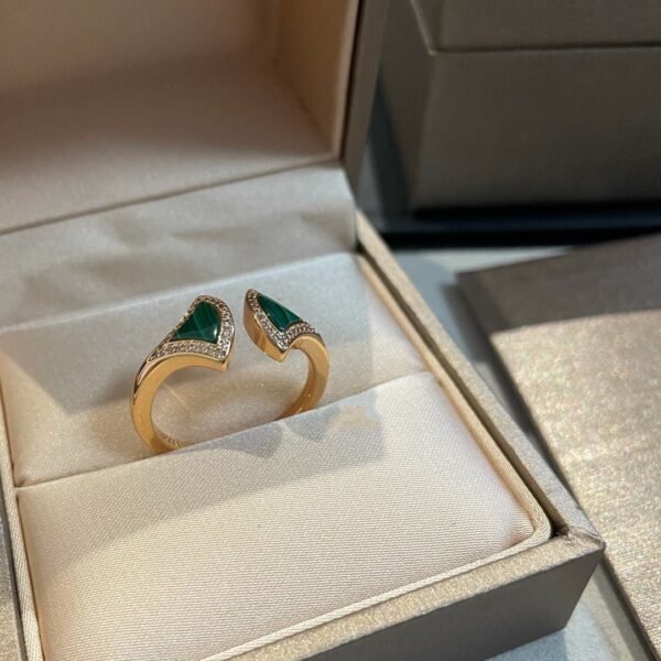 [Eternal Jewelry]DREAM MALACHITE DIAMOND OPEN RING