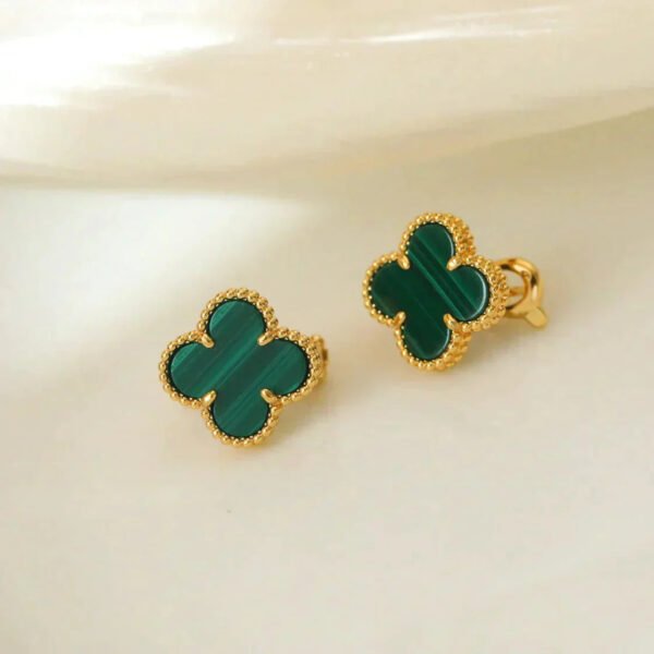 [Eternal Jewelry]CLOVER MEDIUM 1 MOTIFS MALACHITE  EARRINGS