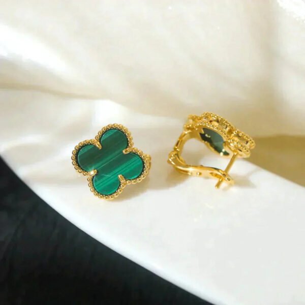 [Eternal Jewelry]CLOVER MEDIUM 1 MOTIFS MALACHITE  EARRINGS