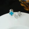 [Eternal Jewelry]CLOVER MINI 9.5MM ONYX STUD EARRINGS SILVER