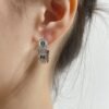 [Eternal Jewelry]LOVE CERAMIC DIAMOND PAVED SILVER EARRINGS