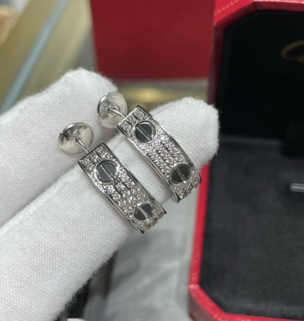 [Eternal Jewelry]LOVE CERAMIC DIAMOND PAVED SILVER EARRINGS