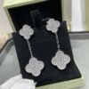 [Eternal Jewelry]CLOVER 2 MOTIFS DIAMOND PAVED SILVER EARRINGS