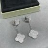 [Eternal Jewelry]CLOVER 2 MOTIFS DIAMOND PAVED SILVER EARRINGS