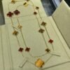 [Eternal Jewelry]CLOVER 16 MOTIF CARNELIAN TIGER EYE ROSE GOLD NECKLACE